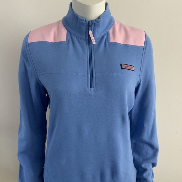 Vineyard Vines Dockside Shep Shirt Zip Blue Pink S - Picture 7 of 9